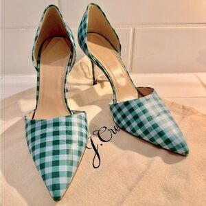 JCrew Elsie D’orsay Gingham leather pumps